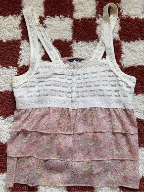 American Eagle Lace and Ruffle Tank Top